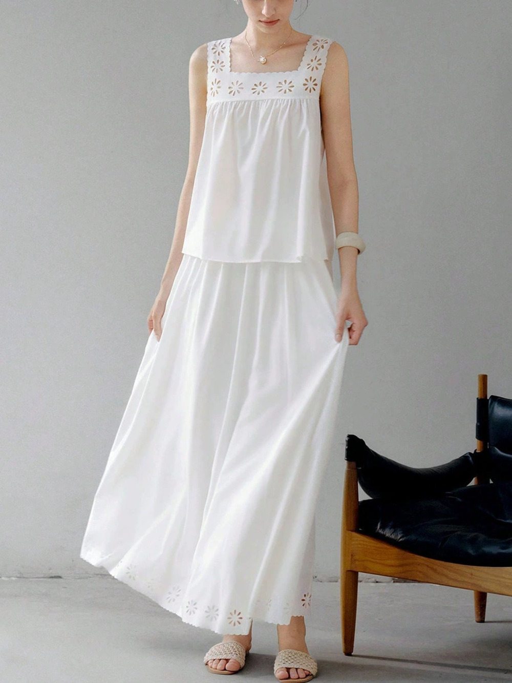 ZARA Elegant Burnout Camisole and Skirt Two Piece Summer Set
